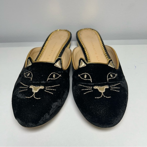 Charlotte Olympia size 36.5 Velvet kitty 🐈⬛ flat/slippers - Picture 2 of 13